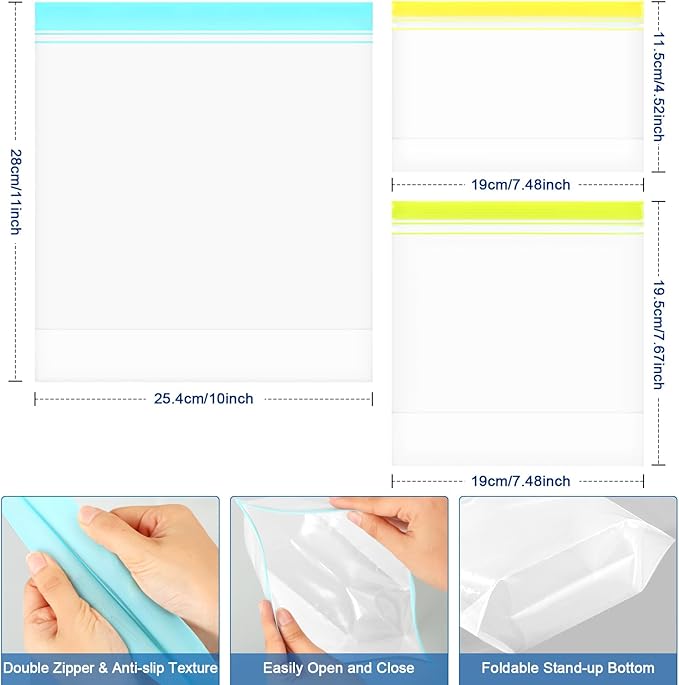 Lerine 22 Pack Reusable Snack Bags Dishwasher Microwave Safe, Stand Up Reusable Food Storag Bags, BPA Free Leakproof Reusable Bags Snack Pouch for Candy, fruits, Cereal, Home Organization