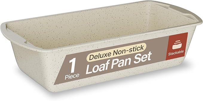 Nonstick Loaf Pan Set Pack of 1, Carbon Steel 11" Large Baking Bread Pan, Oven Safe Up to 450°F, PFOA, PFOS, PTFE Free, Space Saving Stackable Design, Stain Resistant, Dishwasher Friendly,White Marble