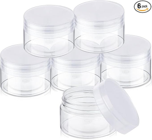 SATINIOR 6 Pack 3 oz Plastic Jars Containers with Lids Wide-mouth Refillable Leakproof Reusable Round Empty Jars for Travel Cosmetic Dry Food Spice Candy Cookie Home Kitchen Organizing (Clear)