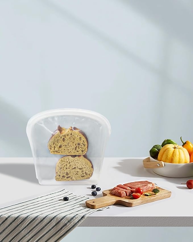 Reusable Silicone Storage Bags, 4Pack Snack Sandwich Half Gallon Bags, Endurables Seal-Top Silicone Bags for Food Storage, Freezer, Microwave, Oven, Dishwasher Safe, Heavy Duty