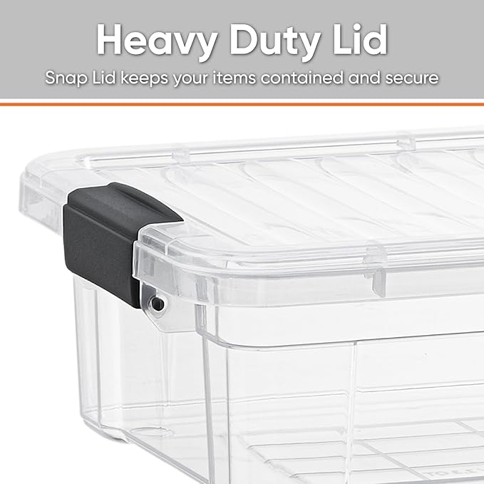 Superio Clear Storage Boxes with Lids, 2.5 Quart Plastic Container Bins for Organizing, Stackable Crates, BPA Free, Non Toxic, Odor Free, Organizers for Home, Office and Dorm, 4 Pack