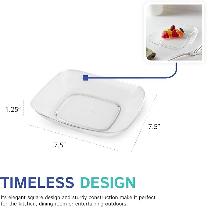 Huang Acrylic Small Square Plate | Dish For Dinning, Serving, Hosting | Durable Construction, Easy to Clean Premium Acrylic