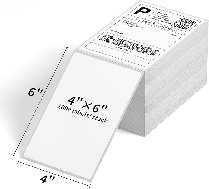 FungLam 4"x6" Thermal Shipping Labels,10000 Fanfold Labels, Adhesive Shipping Labels for iDPRT, Munbyn, Polono, Rollo Thermal Printers(10 Stack)