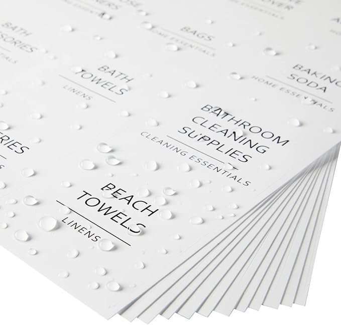 Talented Kitchen 144 Minimalist Laundry Room Labels - Preprinted Laundry Room Organization Stickers for Glass Jars, Containers, Spray Bottles (Black Print on White Matte Backing)