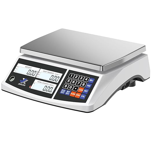 Industrial Counting Scale Digital Bench Scale lb/g/kg/oz Electronic Inventory Scale for Small Parts and Coins, 33lb/15kg Capacity Price Scale Gram Scale with Stainless Steel Platform LCD Display, 0.1g