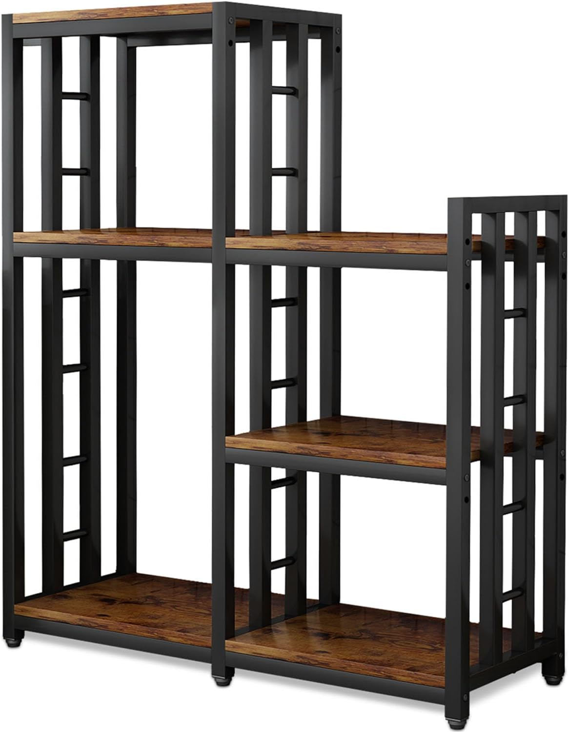 BRIGHTSHOW Kitchen Storage Shelf Bakers Rack, 6-Tier Coffee Bar Table, Kitchen Microwave & Mini Fridge Stand Shelves for Spices, Pots and Pans (52 x 40 x 17.5inch) (Tiger Brown)