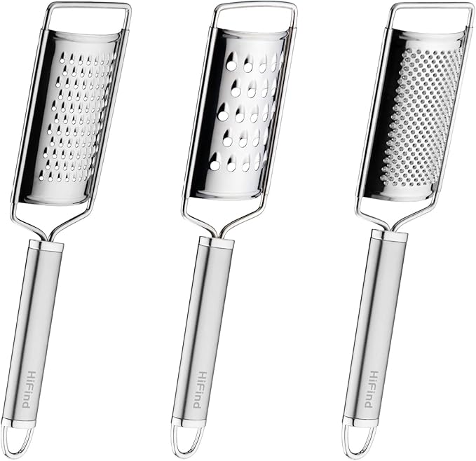 Stainless Steel Cheese Grater Set, Zester Set of 3 Kitchen Grater Lemon Zester for Kitchen, Suitable for Vegetable, Fruit, Chocolate