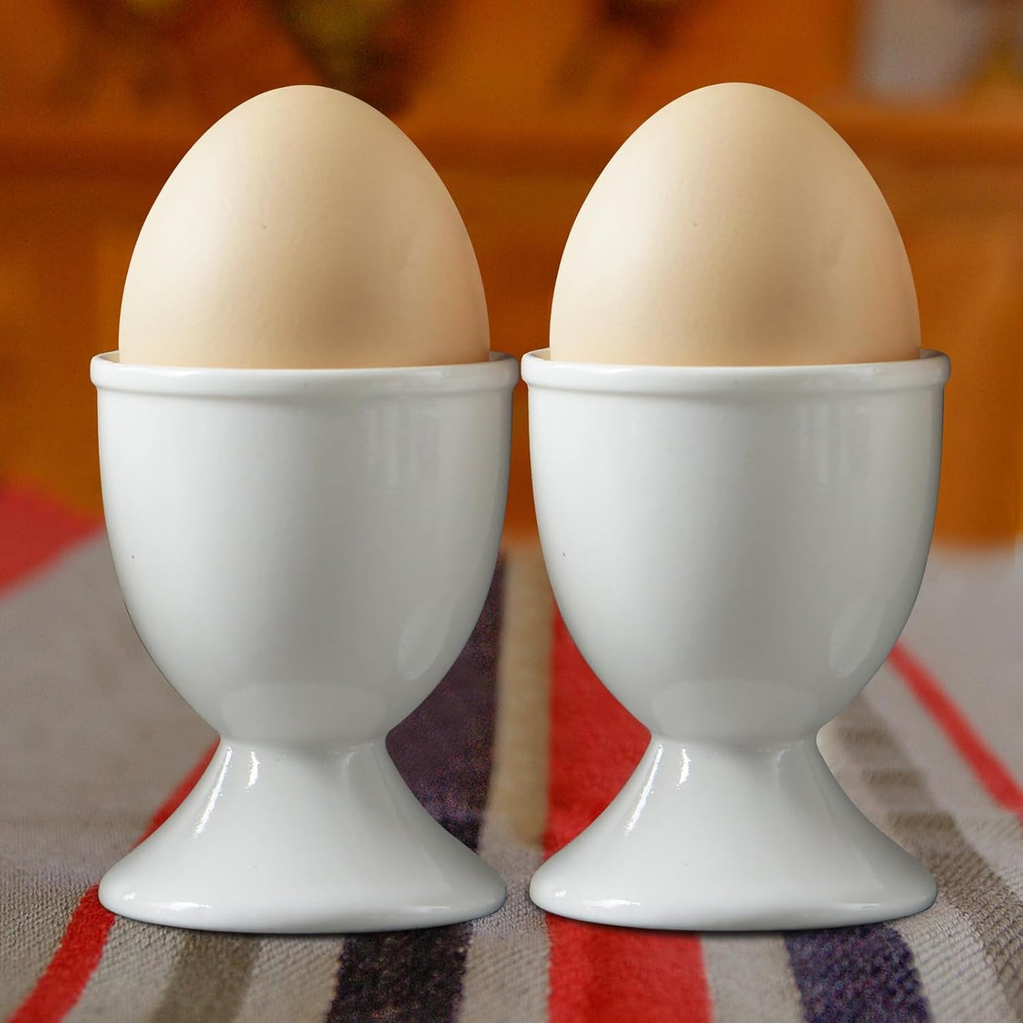 Cinf Ceramic Egg Cup Gift Set of 4 Porcelain Holder Breakfast Boiled Cooking Easy to Clean Childhood Memories Kitchen
