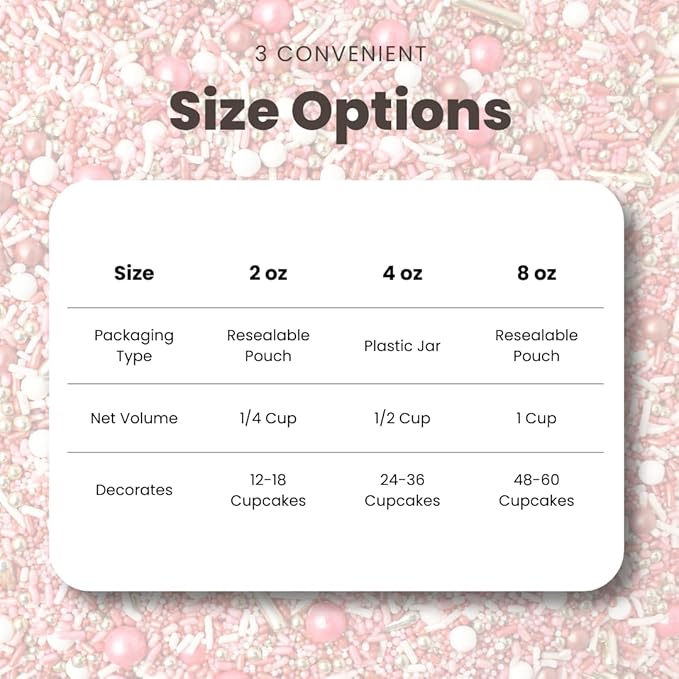 Sprinkle Pop Vintage Rose Gold Sprinkle Mix| Blush White Rose Gold Sprinkles with Gold Dragees| Sprinkles Made in USA for Decorating Wedding Bridal Shower Valentines Day Cakes Cookies Cupcakes, 2oz