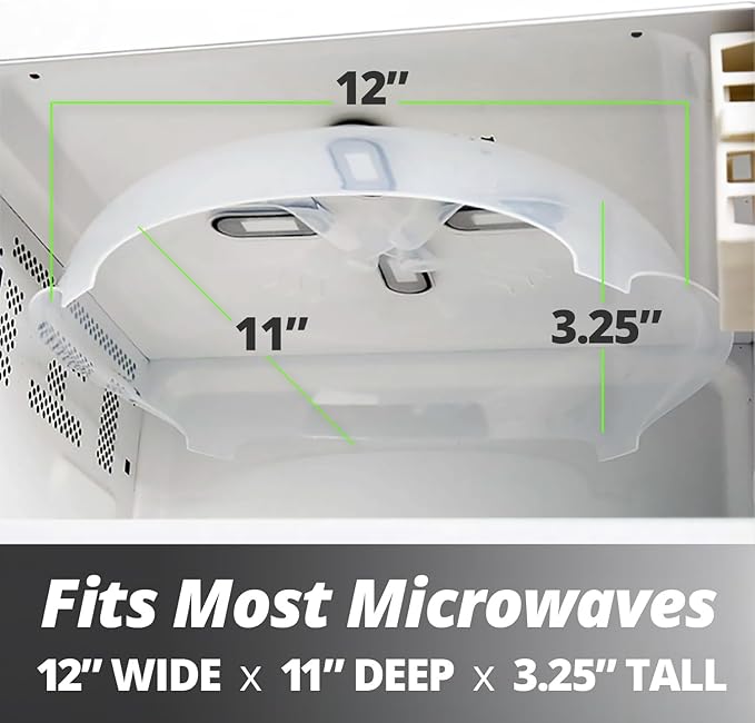 Magnetic Microwave Splatter Cover, Clear Microwave Cover for Food - Vented & Magnetic, 12-inch, Food Grade Plate Cover, BPA Free - Black