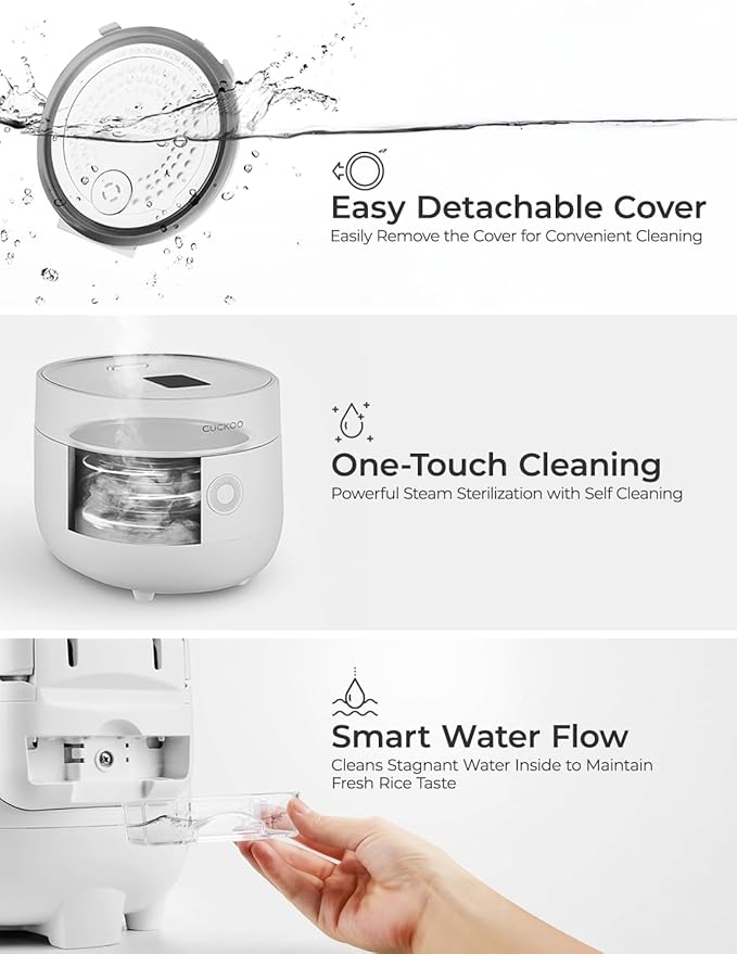 CUCKOO Rice Cooker 3 Cup Uncooked / 6 Cup Cooked, Modern Fuzzy Logic Rice Cooker Small with Delay Timer & Keep Warm Setting, Versatile Food Steamer for Cooking, Non-Stick Inner Pot, White (CR-0375FW)