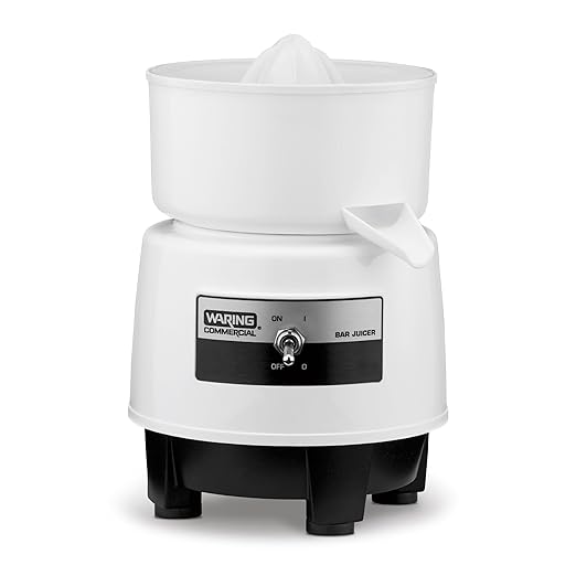 Waring Commercial BJ120C Compact Citrus Juicer, 120V, 5-15 Phase Plug,White, 34 Ounce