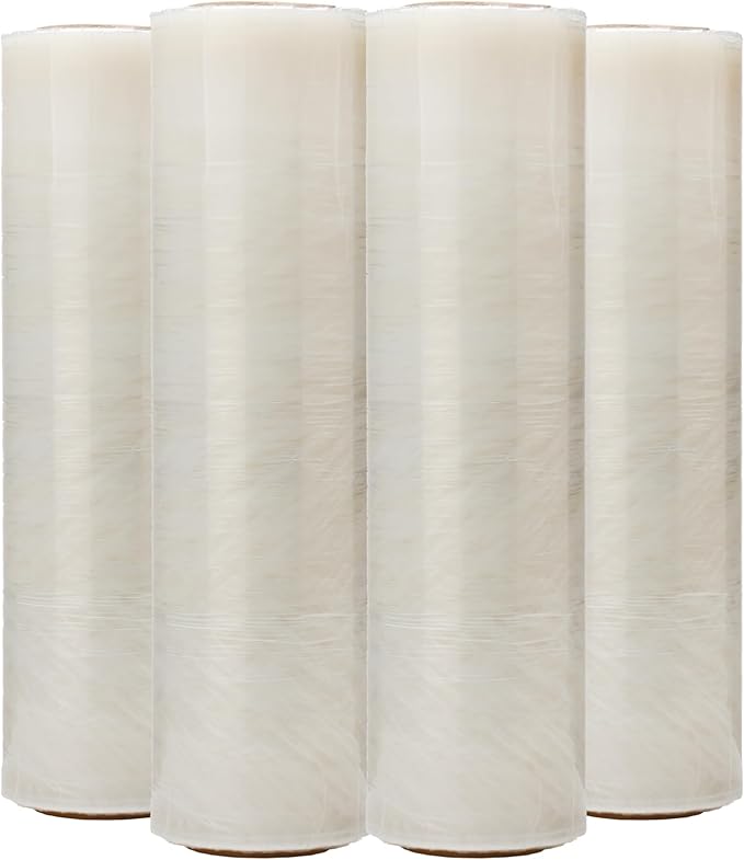 The Boxery- 18''X1500' Per Roll Stretch Wrap-4 Rolls/6000 Feet Total (80 Gauge) - Heavy Duty Grade, Stretch Wrap Film Clear Cling Plastic for Shipping, Moving and Packaging