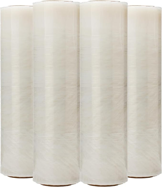 The Boxery- 18''X1500' Per Roll Stretch Wrap-4 Rolls/6000 Feet Total (80 Gauge) - Heavy Duty Grade, Stretch Wrap Film Clear Cling Plastic for Shipping, Moving and Packaging
