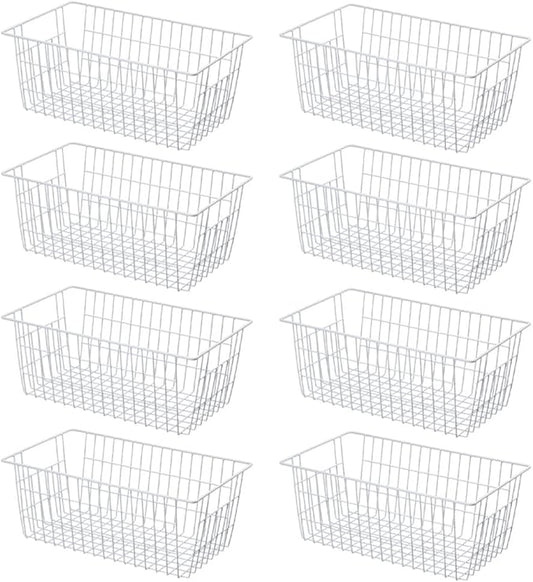 SANNO 14" Wire Freezer Baskets, Farmhouse Metal Wire Storage Basket Freezer Storage Organizer for Kitchen Pantry, Set of 8