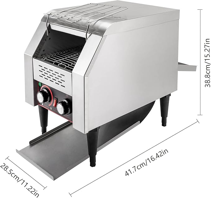 Commercial Conveyor Toaster 150 Slices/Hour Stainless Steel Conveyor Toaster 1300W Electric Toasters Oven Heavy Duty Countertop Restaurant Toaster for Cafes Bun Bagel Bread