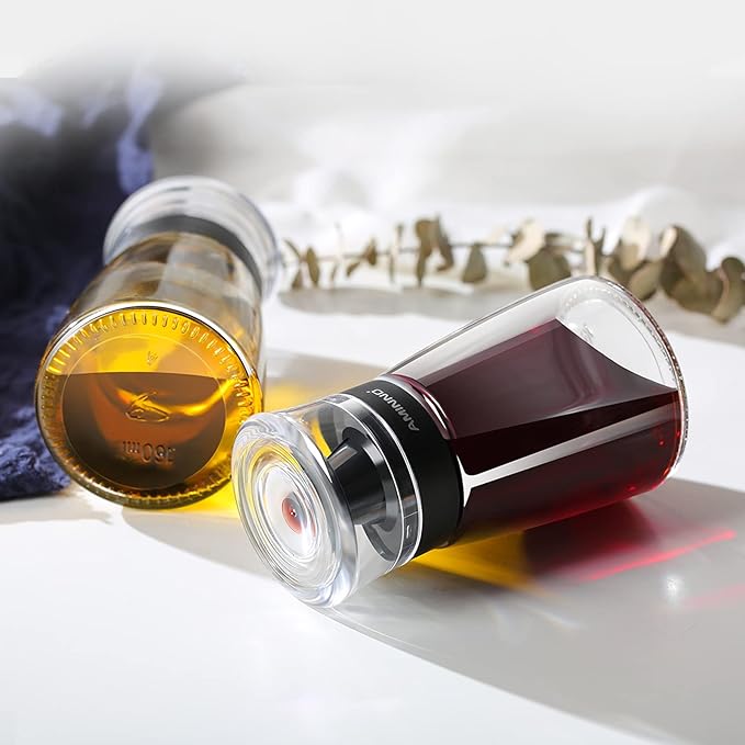 5.5oz Oil and Vinegar Cruets 2 Pack, Glass Oil Dispenser Bottles for Cooking, Leakproof and Drip Free Spouts