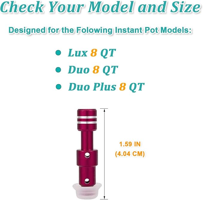 Zylione 2 Pack Float Valve - Replacement Parts with 6 Sealer Gasket - Replacement Float Valve wiht Silicone Caps for Pressure Cooker Duo/Duo Plus/Lux 8 QT,(2 Float Valves 6 Silicone Caps)