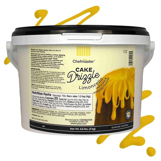 Limoncello-Flavored Cake Drizzle by Chefmaster, Edible Cake Drip Frosting for Decorating, Drip for Cakes, Cupcakes, Cookies, Donuts, 6.6 lbs