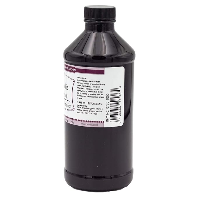 LorAnn Oils Cookie Butter Bakery Emulsion: True Essence, Ideal for Boosting Fruit Tones in Cakes, Cookies & Desserts, Gluten-Free, Keto-Friendly, Extract Substitute Essential for Your Kitchen, 16 Oz