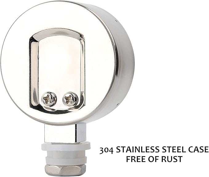 MEASUREMAN Stainless Steel Pressure Cooker Gauge, Pressure Canner Gauge, Steam Pressure Gauge, 2" Dial, Lower Mount, Including Hexagon Gasket and Nut