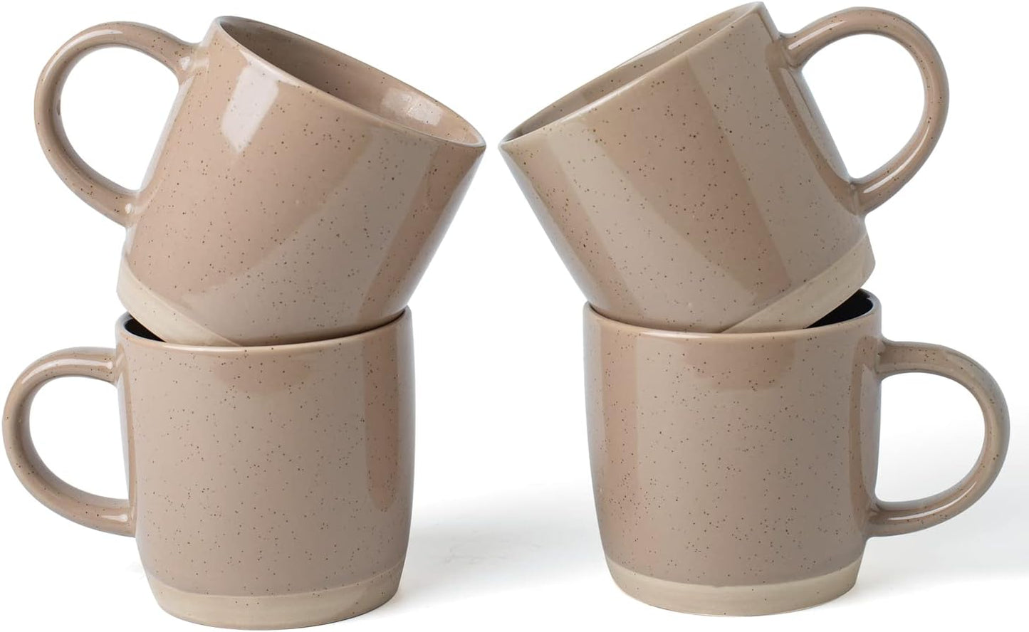 famiware Coffee Mugs for 4, 12 oz Mug Set, Dringking Cup with Handle for Coffee, Tea, Cocoa, Milk, Milkyway series, Cinnamon Brown