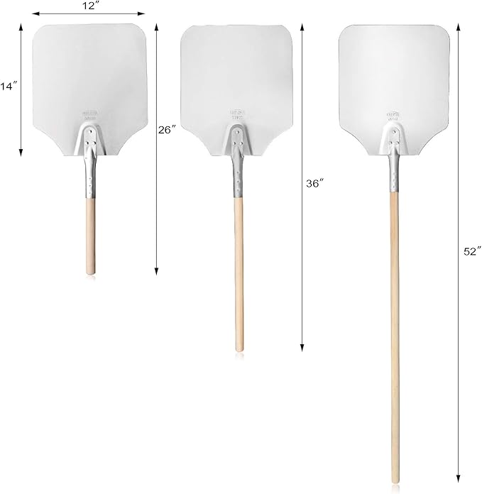 New Star Foodservice 50165 Aluminum Pizza Peel, Wooden Handle, 12 x 14 inch Blade, 36 inch overall