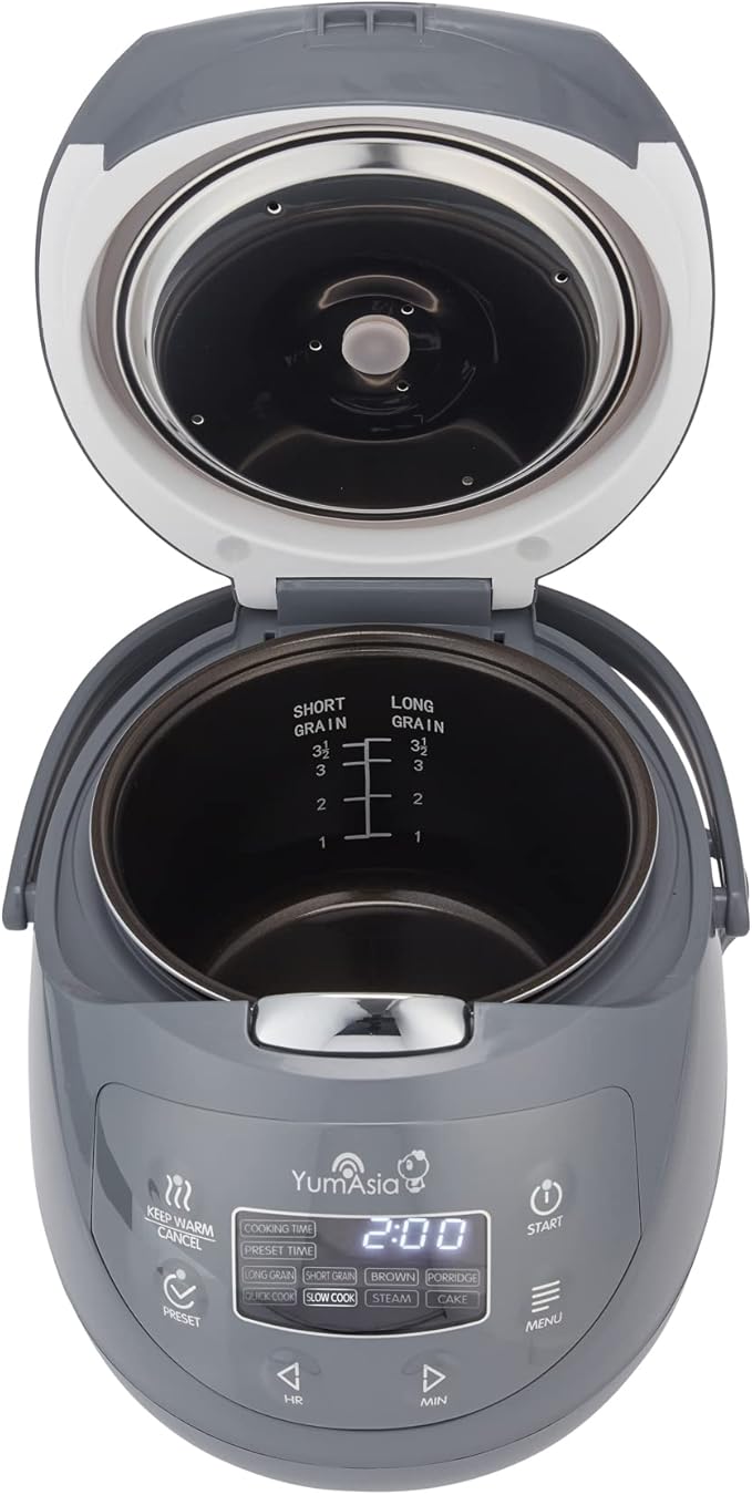 Yum Asia Panda Mini Rice Cooker With Ninja Ceramic Bowl and Advanced Fuzzy Logic (3.5 cup, 0.63 litre) 4 Rice Cooking Functions, 4 Multicooker functions, Digital LED display - 120V