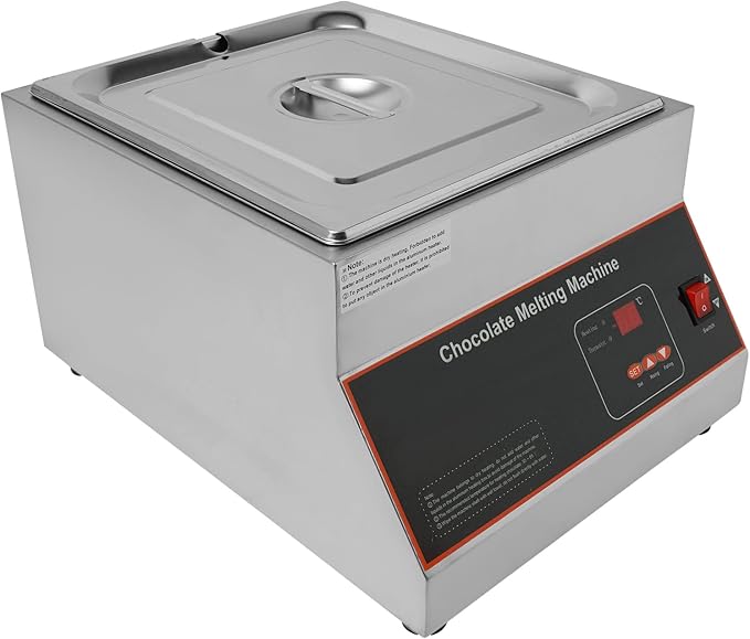 Professional Commercial Chocolate Tempering Machine 26.46 Lbs Single Tank Chocolate Melting Pot with Digital Temp Control 32~203°F, 110V 500W Electric Stainless Steel Chocolate Melter Food Warmer