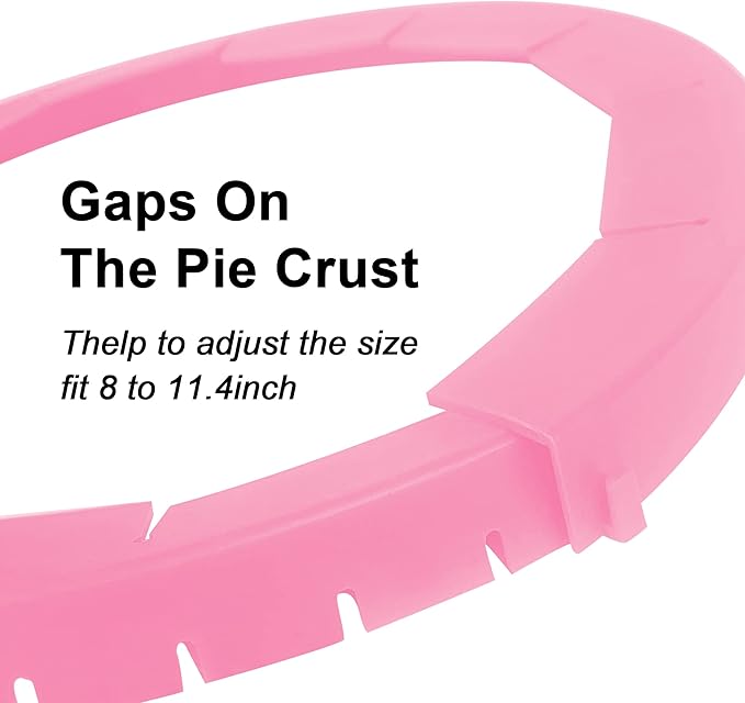 2 Pack Adjustable Silicone Pie Crust Shield - BPA-free Pie Crust Protector Cover Kitchen Tool - Fit 8-10.7 Inch Pies - Dishwasher Safe (Pink)