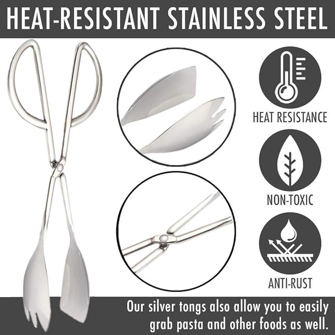 Stainless Steel Buffet Tongs - Set of 2, 10.3'
