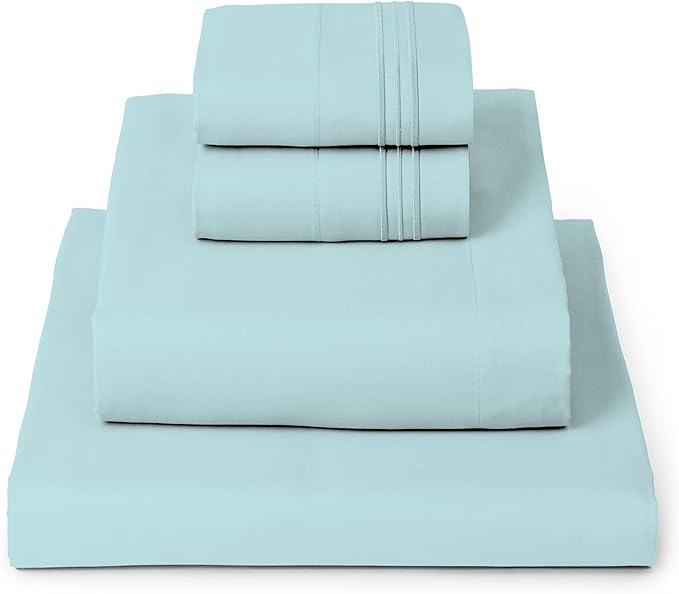 Mellanni King Sheets Set - 4 PC Iconic Collection Bedding - Hotel Luxury, Extra Soft, Cooling Bed Sheets - Wrinkle, Fade, Stain Resistant (King, Aqua)