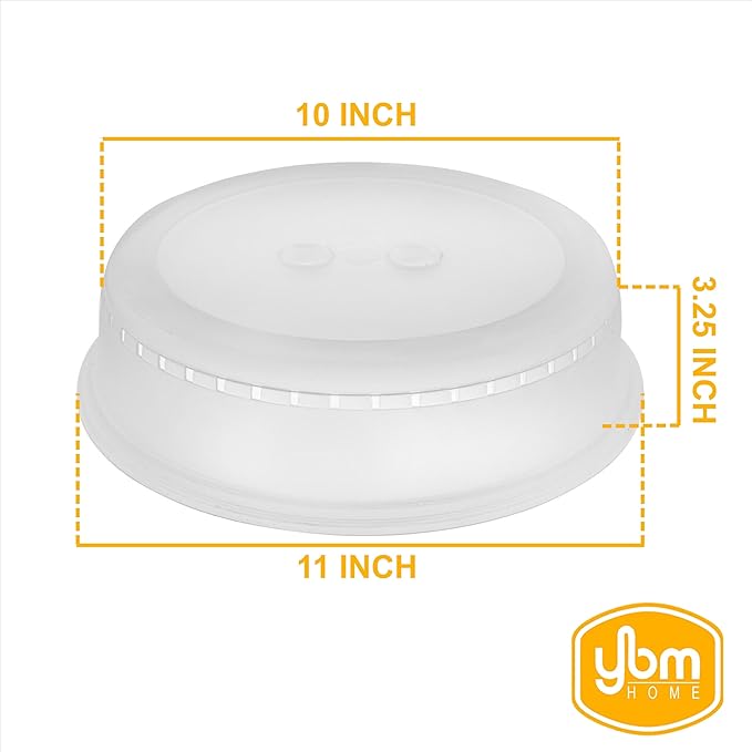 YBM Home Microwave Splatter Cover Keeps Your Microwave Spotless During Food Heating, Anti-Splatter Plate Lid Cover, BPA Free and Dishwasher Safe (1, 3.25x11x10)