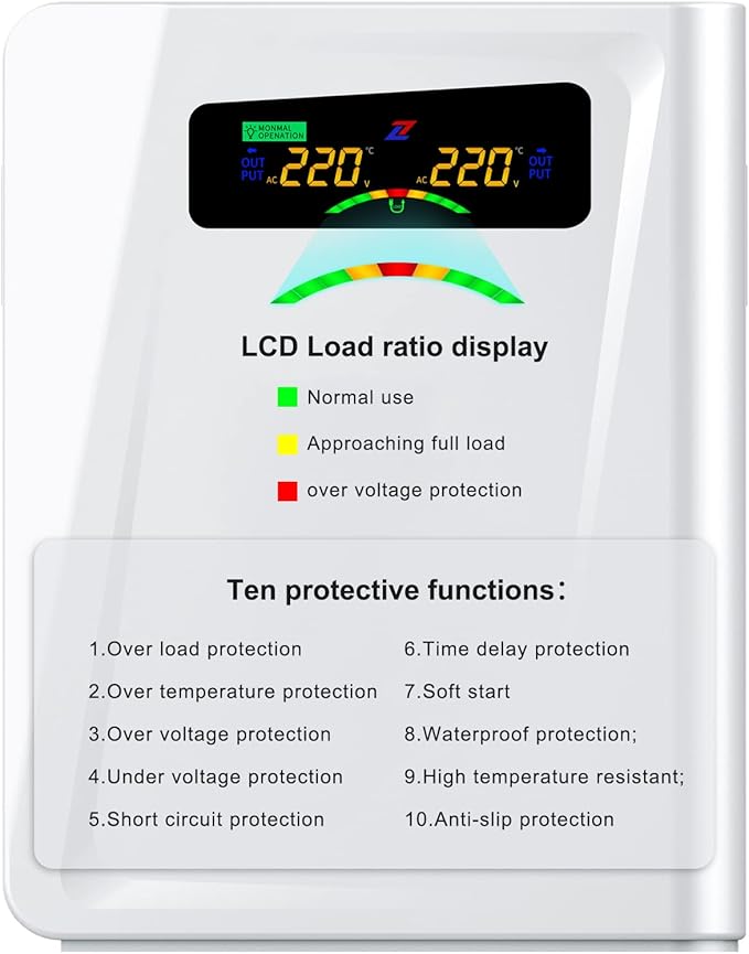 120v to 240v Step Up Transformer 1000W, 110v to 220v Power Voltage Converters, No Noise, Ten Protection Functions, Suit for Coffee Machines, Rice Cookers and Other Appliances