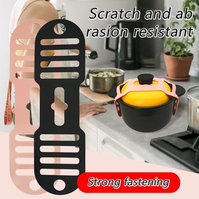 Silicone Lid Lock Strap for Crockpot Slow Cooker (6/7/8 Quart) - Universal Crockpot Lid Holder & Rubber Strap Alternative | Heat-Resistant, No-Spill Design Transport Accessories (Black)