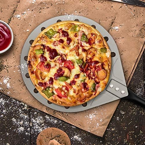 G.a HOMEFAVOR 9" x 10" Perforated Pizza Peel 47 Inch overall, Rectangular Aluminum Pizza Turning Peel with Extended Silcone Handle for Baking Pizza Brick Oven