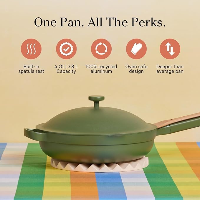 Our Place Large Always Pan 2.0-12.5” (4 Qt) Nonstick, Toxin-Free Ceramic Cookware | Patented 10-in-1 Aluminum Frying & Sauté Pan | Safe for Oven, Induction & All Cooktops up to 450°F | Sage