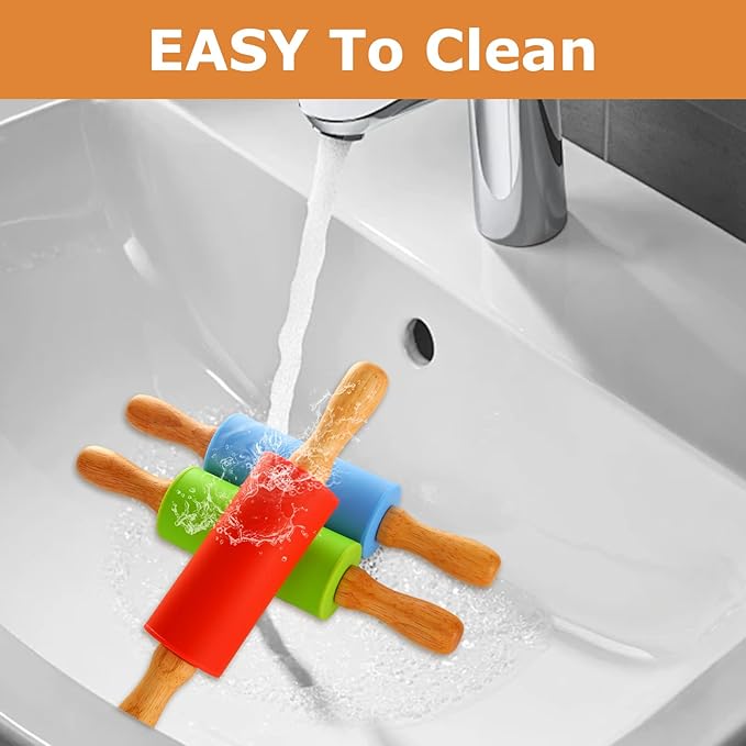 15 Pcs Small Rolling Pin, 9 Inch Wooden Rolling Pin, Small Dough Roller, Dough Rolling Pins for Home Kitchen Fondant Pastry Pizza Baking and Crafting