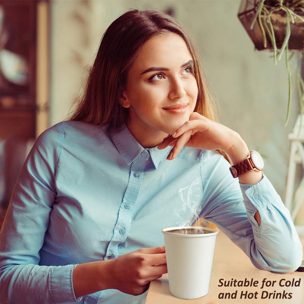 Paper Cups 150 Pack - 8 Oz Hot and Cold Paper Coffee Cups