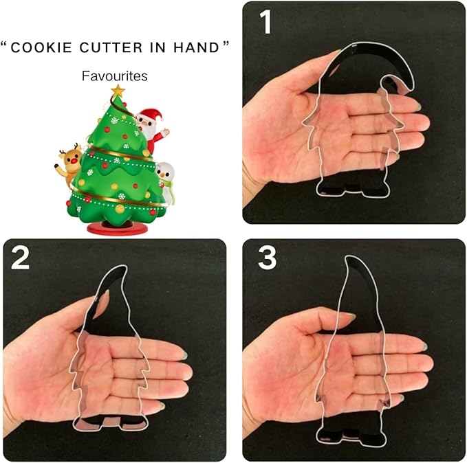 Gnome Cookie Cutter Set-5.3" 4.5" 4.3"-3-Pieces-Holiday Cookie Cutters Fondant Biscui Cutters