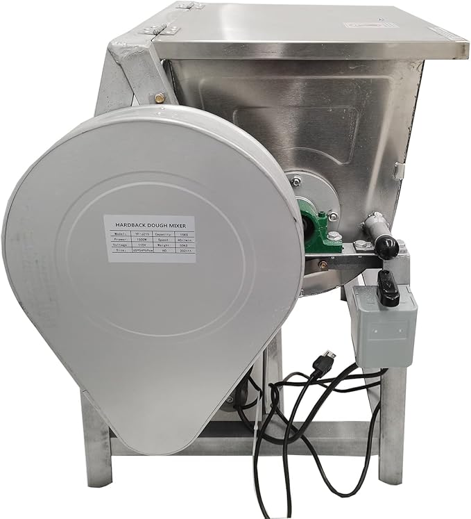 Commercial Dough Mixer, 15KG Stand Spiral Food Flour Mixer Dough Kneading Machine with 15.5 x 12 x 14inch Bowl Size and 90 Degree Tilt for Schools, Restaurant, 110V ﻿