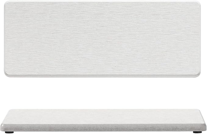 2PCS Bathroom Sink Vanity Trays, Water Absorbing Diatomite Stone Quick Drying Mat for Kitchen Counter,Faucet Splash Guard Dish Rack Soap Dispenser Sponge Holder Caddy Organizer,Beige, 9"x3.5"