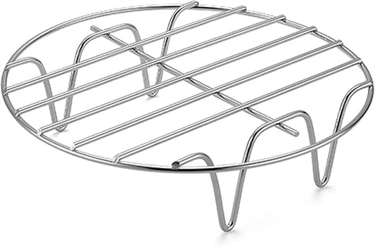 9.8" Round Cooking Rack Versatile Stainless Steel Grid Grill Steamer Rack, Fits Air Fryer Pot Pressure Cooker Canning