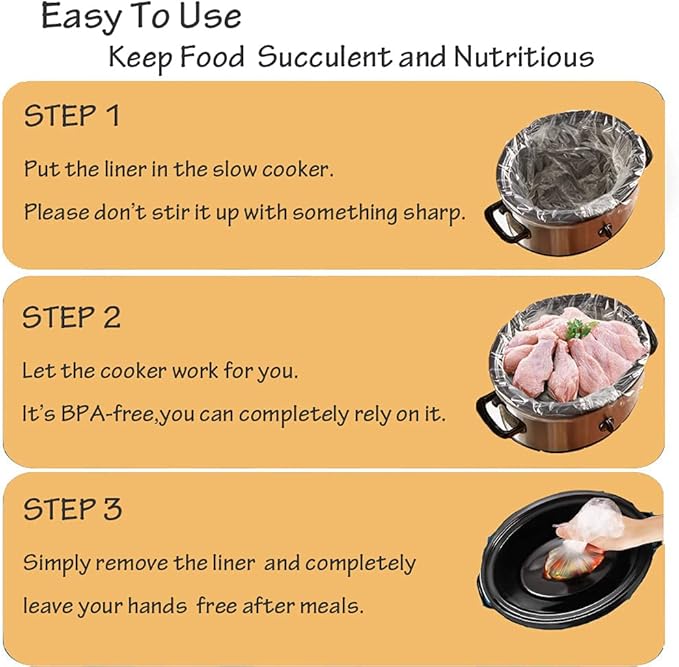 16 Bags Slow Cooker Liners, Disposable Multi Use Cooking Bags,Large Size Fit 3QT to 8QT, Plastic Bags for Slow Cooker, Pans, Aluminum Cooking Trays, BPA Free-13 x 21 Inches, 3 quarts (16)