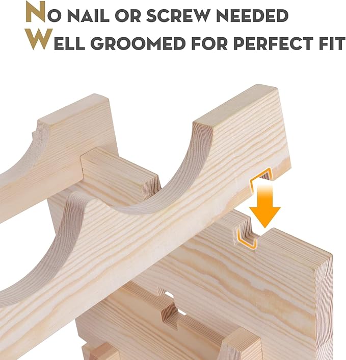 Smartxchoices 72 Bottles Stackable Modular Wine Rack, 6-Tier 72 Slots Floor Wine Storage Stand Wooden Wine Holder Display Shelves, Wobble-Free, Solid Wood, Floor Free Standing