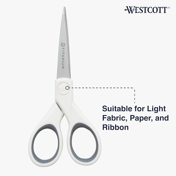 Westcott 5-Inch Micro-Tip & 8-Inch Bent Craft Fabric Scissors - Titanium Bonded Blades for Heavy Fabric and Precise Snips, 2 Pack