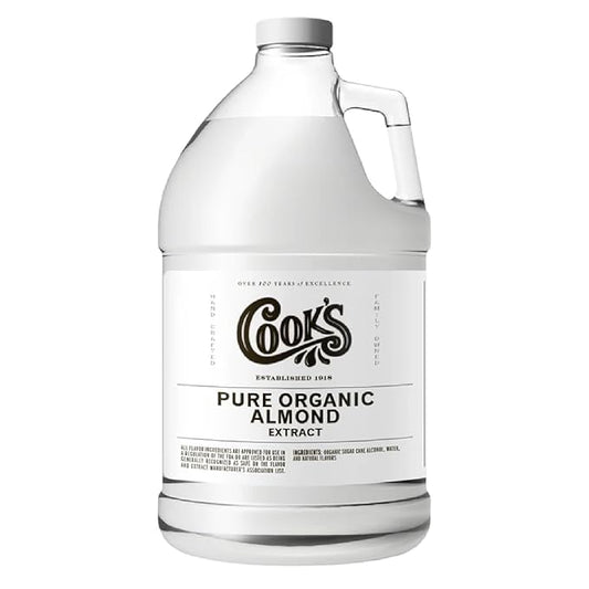 Cook's, Organic Pure Almond Extract, for Cookies, Cakes, Pastries, Allergen Free, 128 Ounces (1 Gallon)