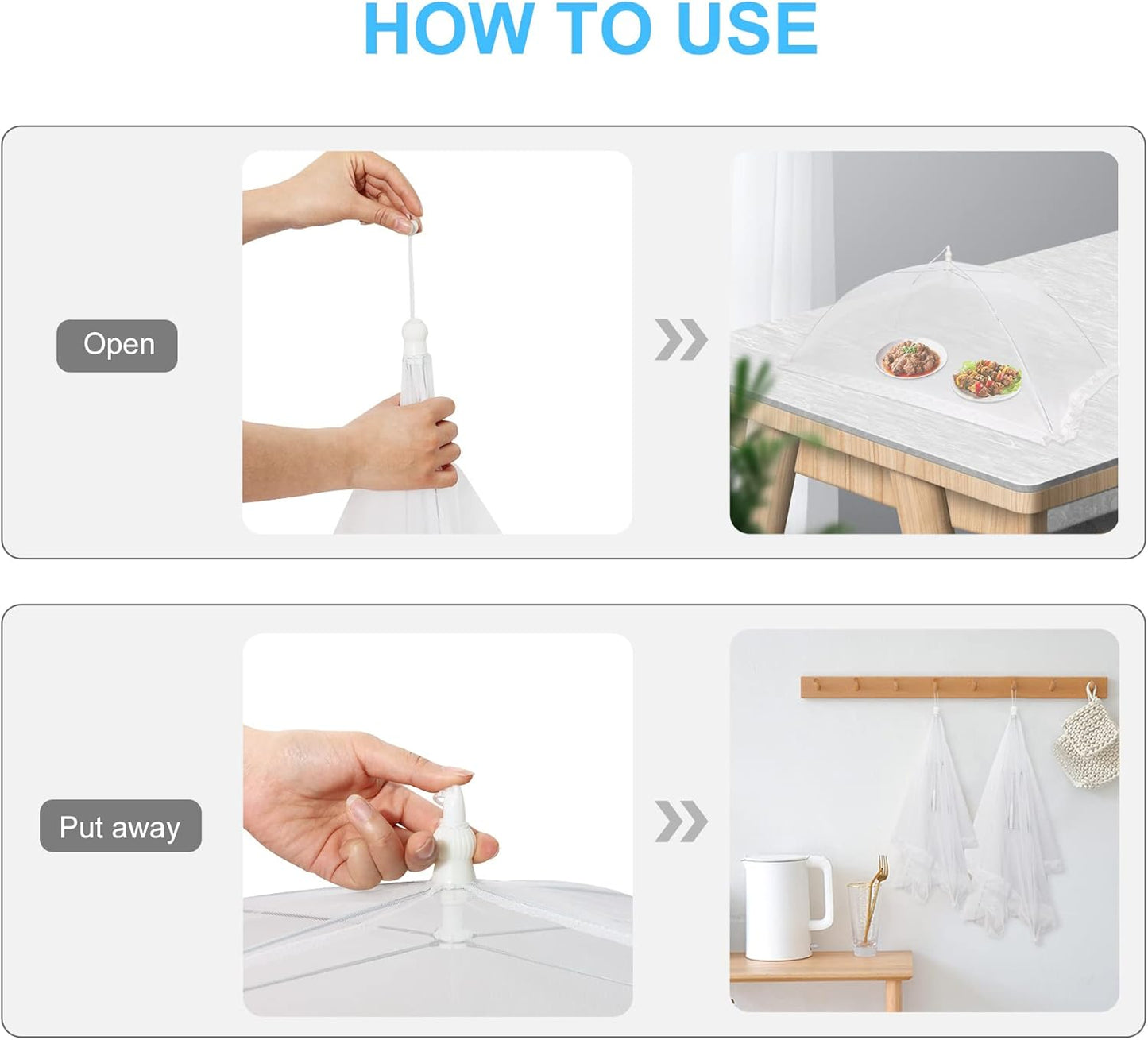 2 PCS Extra Large Food Covers Nets for Outside（40"X24"）umbrella Mesh Screen Covers for Outside Pop-Up Mesh Reusable and Collapsible Food Nets for Parties Picnics Outdoor BBQS…