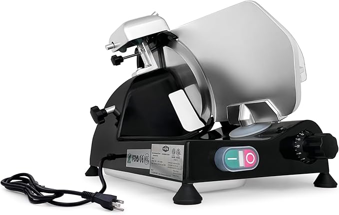 KWS MS-10XS Premium 320W Electric Meat Slicer 10-Inch in Black with 304 Stainless Steel Blade, Frozen Meat/Deli/Cheese/Food Slicer Low Noises Commercial and Home Use [ ETL, NSF Certified ]