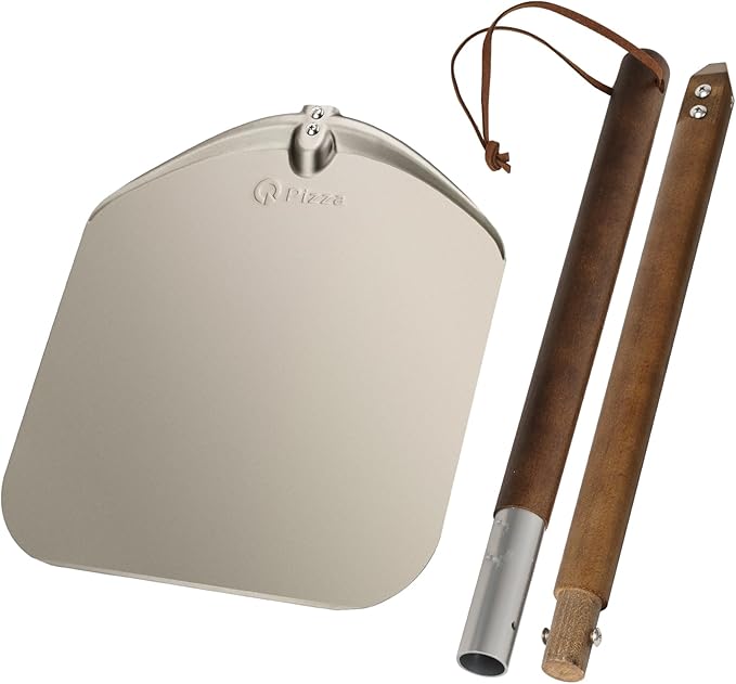 Q Pizza Aluminium 12" Pizza Peel with Long Handle, Pizza Spatula, Turning Paddle for Grill Oven, Kitchen Cooking Accessory for Baking Bread Pastry Dough Pie & Cake, PT202